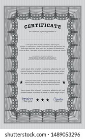 Grey Certificate template. Perfect design. Easy to print. Vector illustration. 