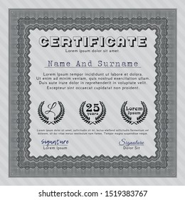 Grey Certificate template. Perfect design. With great quality guilloche pattern. Customizable, Easy to edit and change colors. 