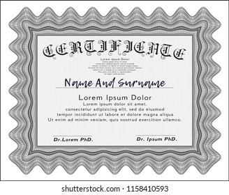 Grey Certificate template. Printer friendly. Customizable, Easy to edit and change colors. Superior design. 