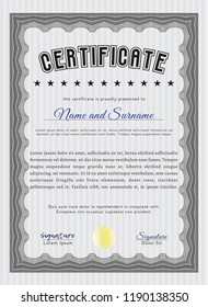 Grey Certificate template. Printer friendly. Excellent design. Vector illustration. 