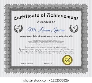 Grey Certificate template. Printer friendly. Vector illustration. Excellent design. 