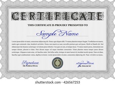 Grey Certificate template. Printer friendly. Nice design. Detailed. 