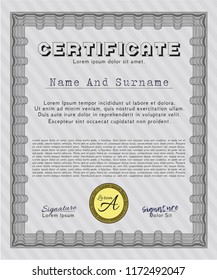 Grey Certificate template. With quality background. Money style design. Customizable, Easy to edit and change colors. 