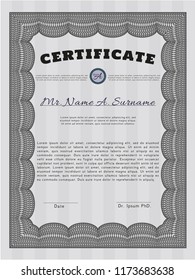 Grey Certificate template. With quality background. Elegant design. Vector illustration. 