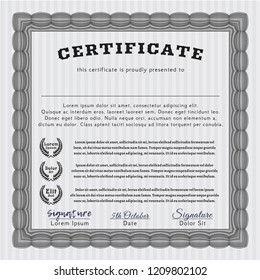 Grey Certificate template. With quality background. Customizable, Easy to edit and change colors. Lovely design. 