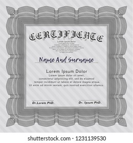 Grey Certificate template. With quality background. Money design. Vector illustration. 