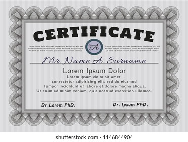 Grey Certificate template. Retro design. Customizable, Easy to edit and change colors. Printer friendly. 