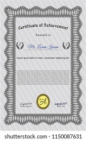Grey Certificate template. Retro design. With great quality guilloche pattern. Vector illustration. 