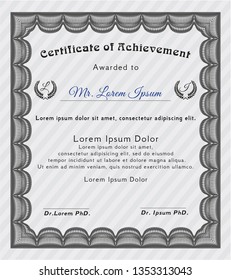 Grey Certificate template. Retro design. Vector illustration. Complex background. 