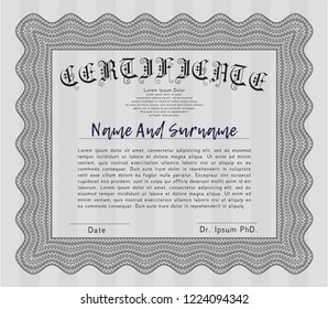 Grey Certificate template. Sophisticated design. Customizable, Easy to edit and change colors. Printer friendly. 