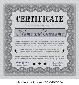 Grey Certificate template. Sophisticated design. Customizable, Easy to edit and change colors. With quality background. 