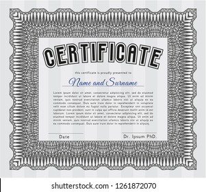 Grey Certificate template. Vector illustration. Complex background. Good design. 