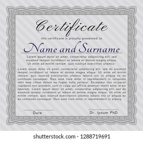 Grey Certificate template. Vector illustration. With complex background. Modern design. 