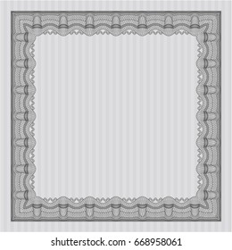 Grey Certificate template. Vector illustration. With complex background. Money Pattern. 