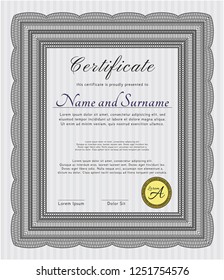 Grey Certificate. Vector illustration. Complex background. Superior design. 