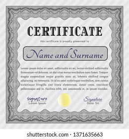 Grey Certificate. Vector illustration. With linear background. Elegant design. 