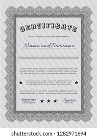 Grey Certificate. Vector illustration. With quality background. Money Pattern design. 