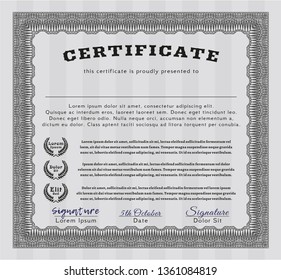 Grey Certificate. Vector illustration. With quality background. Superior design. 