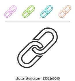 Grey Chain link icon isolated on white background. Link single. Set icon in color buttons. Vector Illustration