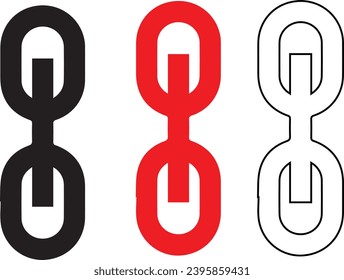 Icono de enlace de cadena gris aislado en fondo blanco.