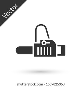Grey Chainsaw icon isolated on white background.  Vector Illustration