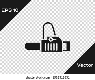 Grey Chainsaw icon isolated on transparent background.  Vector Illustration