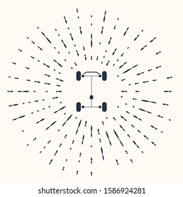 Grey Chassis car icon isolated on beige background. Abstract circle random dots. Vector Illustration