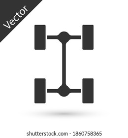 Grey Chassis car icon isolated on white background. Vector.