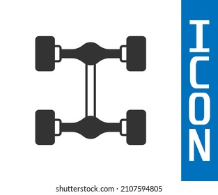 Grey Chassis car icon isolated on white background.  Vector