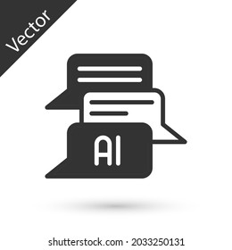 Graues Chat-Bot-Symbol einzeln auf weißem Hintergrund. Chatbot-Symbol.  Vektorgrafik