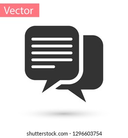 Grey Chat icon isolated on white background. Speech bubbles symbol. Vector Illustration