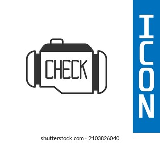 Icono del motor de verificación gris aislado en fondo blanco.  Vector