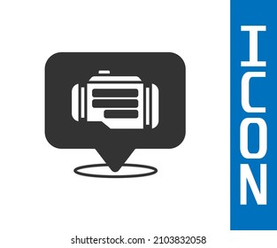 Icono del motor de verificación gris aislado en fondo blanco.  Vector