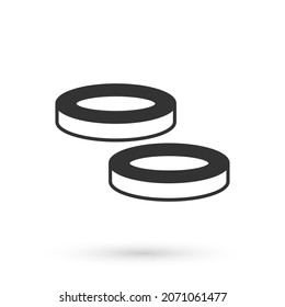 Grey Checker game chips icon isolated on white background.  Vector