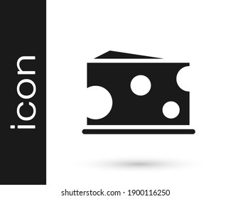 Icono de queso gris aislado en fondo blanco.  Ilustración vectorial