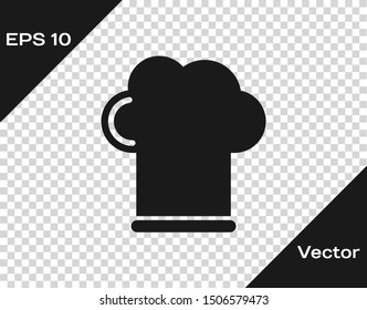 Grey Chef hat icon isolated on transparent background. Cooking symbol. Cooks hat.  Vector Illustration