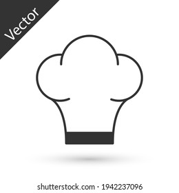 Grauer Chefkoch, Symbol einzeln auf weißem Hintergrund. Kochsymbol. Kocht Hut. Vektorgrafik