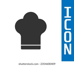 Grey Chef hat icon isolated on white background. Cooking symbol. Cooks hat.  Vector Illustration