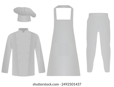 Grey  chef uniform. vector illustration