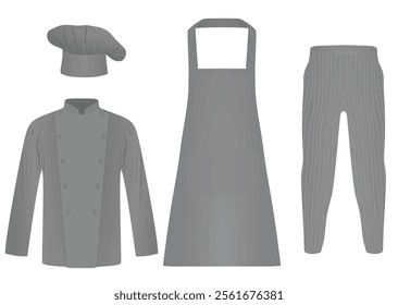 Grey  chef uniform. vector illustration