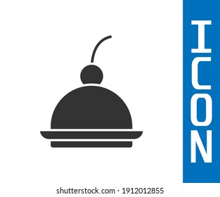 Grey Cherry cheesecake slice with fruit topping icon isolated on white background.  Vector