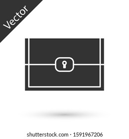 Grey Chest for game icon isolated on white background.  Vector Illustration