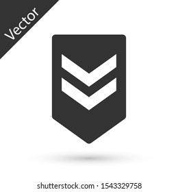 Grey Chevron icon isolated on white background. Military badge sign.  Vector Illustration