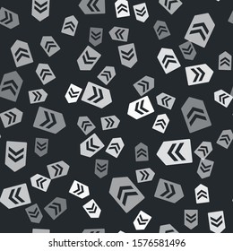 Grey Chevron icon isolated seamless pattern on black background. Military badge sign.  Vector Illustration