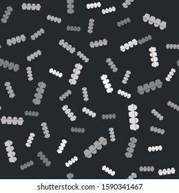 Grey Chicken egg in box icon isolated seamless pattern on black background.  Vector Illustration