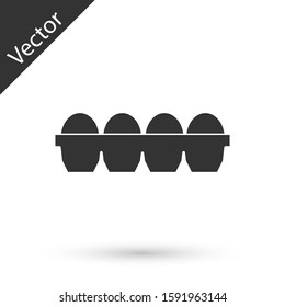 Grey Chicken egg in box icon isolated on white background.  Vector Illustration
