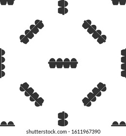 Grey Chicken egg in box icon isolated seamless pattern on white background.  Vector Illustration