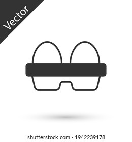 Huevo de pollo gris en el icono de la caja aislado en el fondo blanco. Vector
