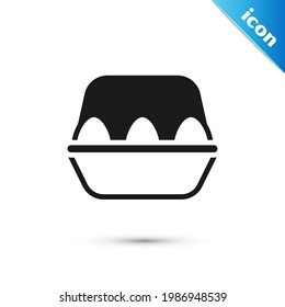 Grey Chicken egg in box icon isolated on white background.  Vector