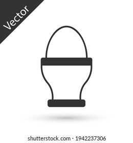 Grey Chicken egg on a stand icon isolated on white background. Vector